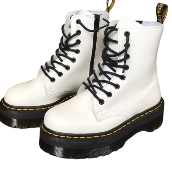 Dr. Martens Jadon BootsWhite Platform Chunky Combat Size 5 NEW - Picture 5 of 14